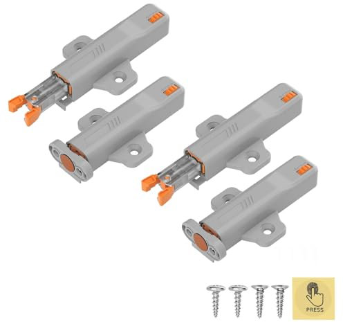 4 Stück Schranktüröffner Heavy Duty 40N Push-to-Open Kabinenenschloss mit Federmechanismus Für Küchenschränke & Großschränke Einhandbedienung, Wartungsfrei & Rostfrei