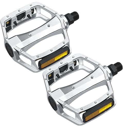 Eastrise Lightweight Aluminum Alloy Mountain Bike Pedals – Non-Slip Design with Reflective Strips for Road/MTB Cycling (Sliver/2 Pcs)