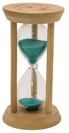 Turquoise Sand Timer,1 Min Wood Sandglass Clock - Modern Hourglass Watch with100% Bamboo Frame for Kids Games Classroom Kitchen Home Office Decor(Turquoise+1Min)