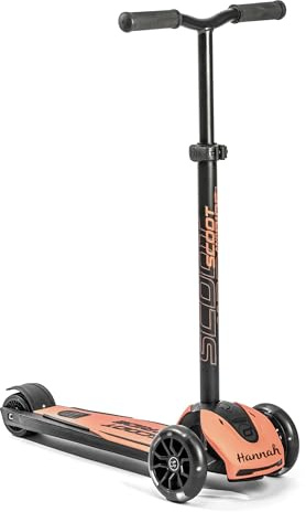 Scoot and Ride Highwaykick 5 Peach – höhenverstellbarer Lenker & belastbar bis 80 kg – Kinder-Scooter ab 5 Jahren – personalisiert mit Namen