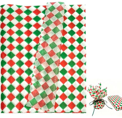 Hjvvr Christmas Red and Green Paper,20sheets Xmas Gift Wrapping Paper,50x35cm Xmas Snowman Printed Patterned Tissue Paper