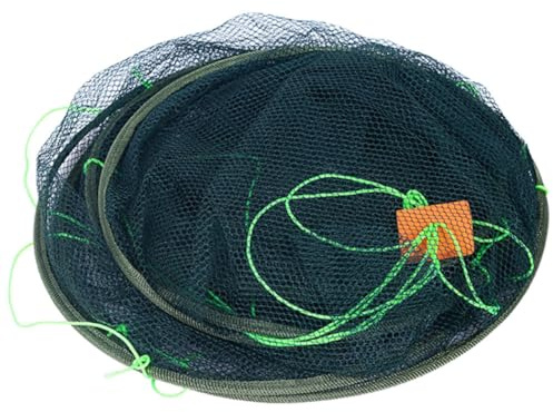 LABRIMP Portable Folding Fish Trap Net 80cm Diameter Nylon Crab Lobster Bait Catching Net Large Capacity for Pond Dock Pier Outdoor Use