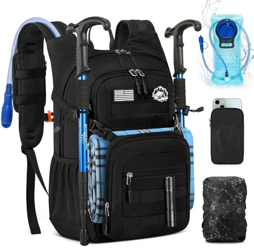 RAINSMORE Mochila Hidratación 18L con Bolsa Agua 2L y Funda Impermeable