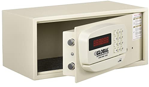 Global Industrial Hotel Safe Electronic Lock w/Card Slot, Keyed Differently, Off White, 15Wx10Dx7H