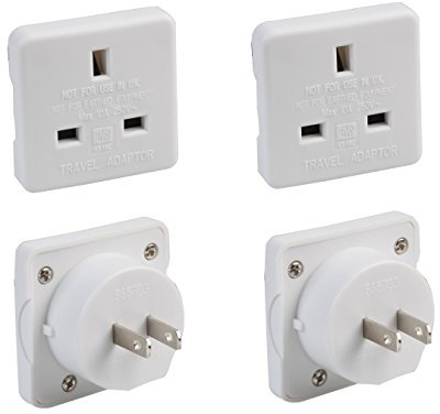 Invero® Set of 2 UK to USA US America Canada Tourist Travel Plug Power Mains Adaptor - White