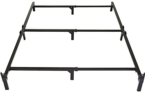 Amazon Basics Metal Bed Frame, 9-Leg Support Base for Box Spring and Mattress, Tool-Free Easy Assembly, No Tools Required, Full Size, Black