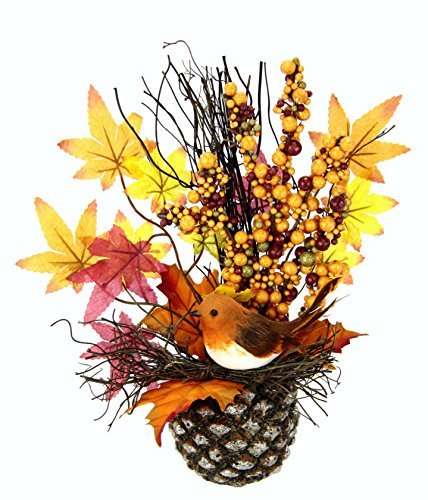 Gesteck Vogel im Zapfen