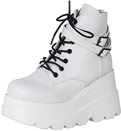 TORIDE Bottines compensées pour Femme bottes courtes plateforme talons hauts à lacets automne hiver élégant baskets décontractées