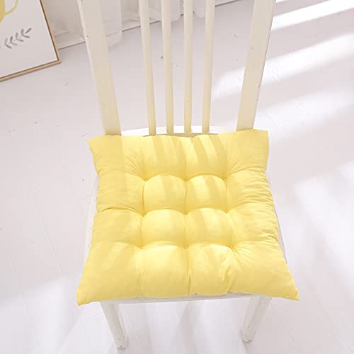 Hruile Lot de 4 galettes de chaise de jardin avec attaches antidérapantes et respirantes pour intérieur et extérieur, salon, terrasse, bureau, voiture, 45 x 45 cm, jaune