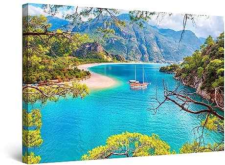 Startonight Impression sur Toile Lumineux - Vue Dégagée sur le Lac - Tableau Decoration Murale Salon Moderne - Image sur Toile - Grande 80 x 120 cm Idée Cadeau Élégante et Originale
