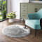 Latepis Teppich Rund 120 cm Teppich Grau Wohnzimmer Zeltteppich Waschbar Schlafzimmer Teppich Weich Teppich Schaffell Kunstfell Gegend