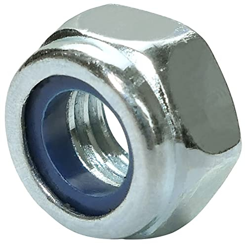 AERZETIX - C58258 - Set di 25 dadi esagonali di bloccaggio M5 - dadi autobloccanti con anello in nylon - filettatura metrica - in acciaio zincato - colore argento
