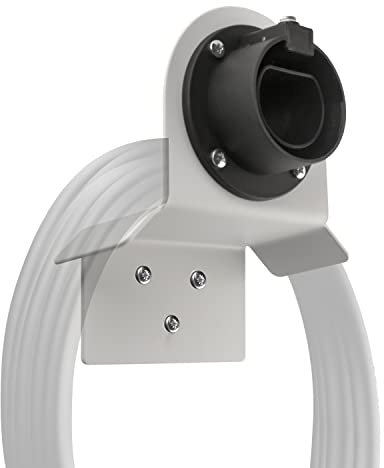 Wallbox24 Premium Wandhalterung für Ladekabel Stecker Typ 2 gerade Weiss Ladestation Wallbox