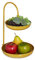 Relaxdays Fruit Etagere, 2 Tiers, Metal, HxWxD: 31x23x20 cm, Decorative Round Bowl, also for Vegetables & Biscuits, Gold, Iron