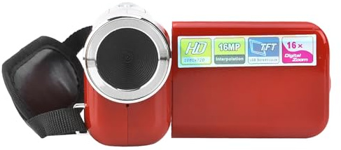 Dioche Videocamera digitale HD portatile per bambini con schermo TFT LCD da 2 pollici (rosso) per fotografia e video