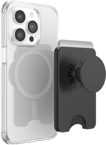 PopSockets Phone Wallet for MagSafe with Grip- Black