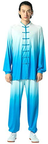 SUNMME Herren-Tai-Chi-Uniform, chinesische traditionelle Kampfsportanzüge, Kung-Fu-Kleidung, langärmelig, Farbverlauf, Morgenübungen
