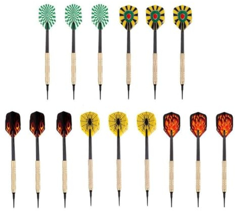 HRLORK Darts Set Plastic Soft Tip Darts Flights Nylon Darts Shafts Golden- 15 Packs