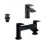 Matt Black | Bathroom Tap Matt Black Pack Complete | Basin Mixer | Bath Filler | Basin Waste Included