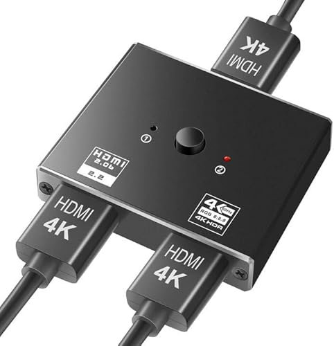 INF HDMI 2.0 Switch 2 in 1 Out 4K HDMI Splitter 1 in 2 Out, Hohe Auflösung und Bildwiederholfrequenz, die eine Gute Wärmeableitung, 12x6x2 cm, schwarz