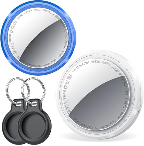 Air Tracker Tag, Smart Tag Compatibile con Apple Dov'è (Solo iOS), Localizzatore Chiavi con Custodia Protettiva/Portachiavi, Trova Oggetti per Valigie/Bagagli/Portafogli, Batteria Sostituibile 2 pezzi