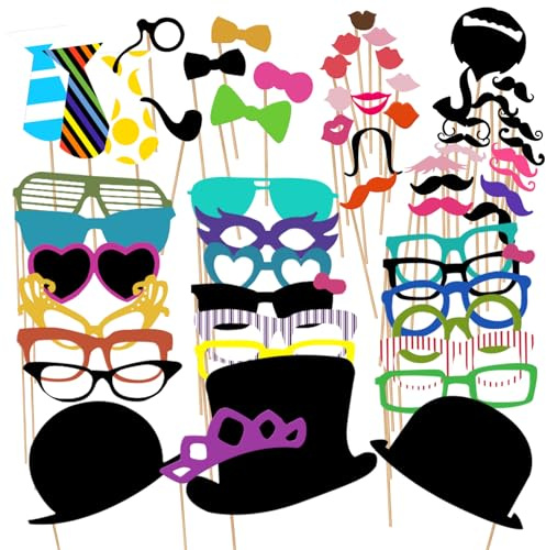 HANIUTTY 58 Piezas Photo Booth Props, Atrezzo para Photocall Cumpleaños y Bodas