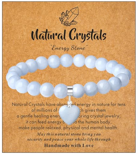 XIANNVXI Aquamarine Bracelet Aquamarine 8mm Beaded Blue Healing Crystal Bracelets for Women Aquamarine Jewellery for Women