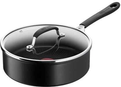 TEFAL Ø 24 cm Schmorpfanne und Deckel | Home Cook Pfanne für alle Herdarten, auch Induktion | Universalpfanne mit hohem Rand | Antihaft Allzweckpfanne mit Glasdeckel und Thermo-Signal