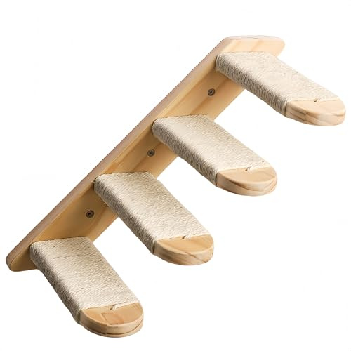 HJYDGJ Meuble mural pour chat - Étagère murale pour chat - Mur d'escalade - Escalier pour chat - Escalier pour chat - Balcon - Éléments muraux - Quatre piquets en bois