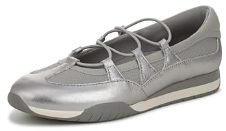 Naturalizer Women's Tallulah Mary Jane Flat Pewter Leather/Mesh 12 M