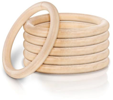 Classicseali 6pcs Wooden Rings, 10cm/4In Wood Rings for Crafts, Unfinished Wood Ring for Party, Home Decor, DIY Crafts Macrame Knitting Pendant Connectors Jewelry Making