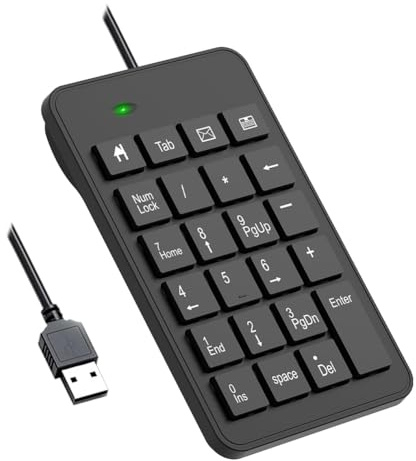 Jrudjsnhhty Wired Number Pad, USB 23 Key Numeric Keypad Financial Accounting Keyboard Office Accessories for Laptop, PC, Computer