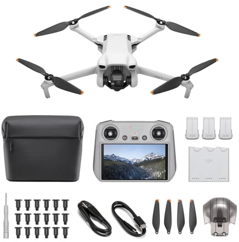 DJI Mini 3 Fly More Combo (DJI RC) – Leichte und faltbare mini-Kameradrohne mit 4K HDR-Video, 3 Batterien für 114 Minuten Flugzeit