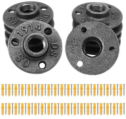 Luabue 10 Stück Flansch Gewindeflansch Rohrflansch 1/2'' Zoll Schwarz