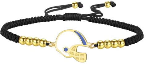 UNIFT Bracelet de football américain pour femme en acier inoxydable réglable avec breloque casque de football Jersey Bijoux Sport Cadeau pour les amateurs de football