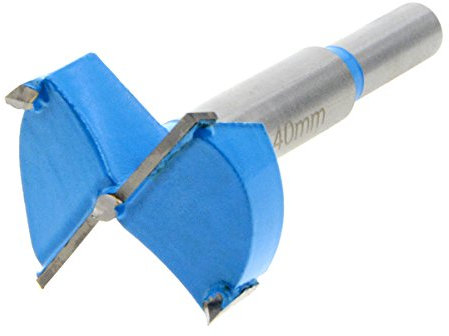 Saim 40mm Forstner Drill Bits - Hard Alloy Woodworking Hinge Boring Hole Saw Drill Bit for Wood Plastic Plywood, Blue and Silver