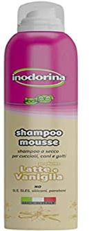 Inodorina Champú para Perros, Gatos y Cachorros Espumoso, en Seco de Leche & Vainilla 300ml. Para la Piel y Pelaje.