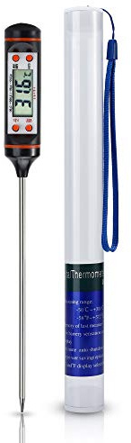 INTIRILIFE Termometro Digitale 25 x 2 cm - Misuratore di Temperatura Elettronico Nero, Sonda per Misurazione Temperatura