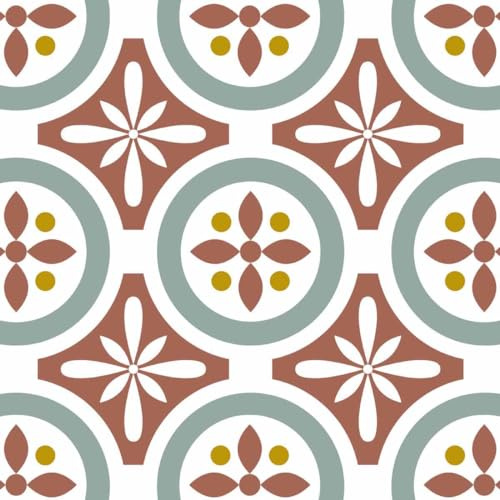 DRAEGER PARIS 1886 Självhäftande väggplattor – perfekt för kök och badrum – uppsättning av 6 röda blommor självhäftande kakel 15 x 15 cm