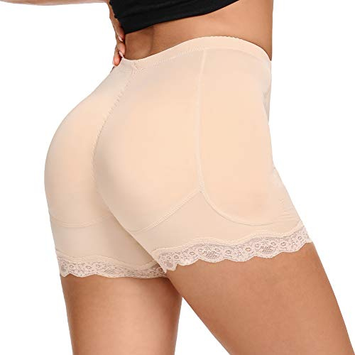 Joyshaper Butt Lifter Shapewear Women Padded Lace Panties Hip Enhancer Underwear Tummy Control Knickers Body Shaper Beige XL