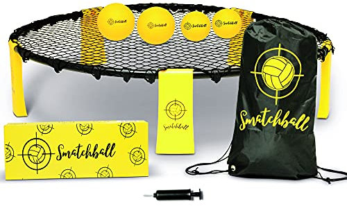 SMATCHBALL© Set Complet Premium pour Mini Volleyball Spike | Lot avec 2 Filets et 4 Balles | Facile à Installer | Jeu d’Extérieur pour Adulte & Enfant | Plage | Jardin | Parc