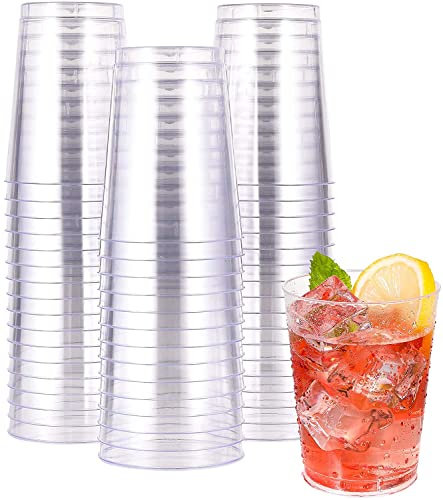 LATERN 50 Piezas Vasos de Plástico Transparente, 300ml Tazas Plasticos Vasos de Bebida Reutilizables Copas de Vino Elegantes para Fiestas para Champán Cerveza Cóctel Martini Soda Postre