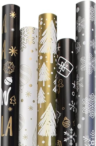 SULOLI 5 Rouleaux Papier Cadeau Noël Papier d'Emballage de Noël