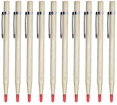 TIKATARER Bolígrafo de Grabado, 10 Bolígrafos de Grabado de Aluminio, Herramienta de Trazado, Trazador de Metal, Punta de Carburo de Tungsteno, Herramienta de Marcado para Cerámica, (GOLD)