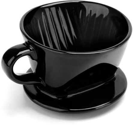 NISHZHU Coffee Filter Cup, Single Cup Black Ceramic Coffee Dripper, Reusable Filter Drip Holder Easy Install Easy to Use S
