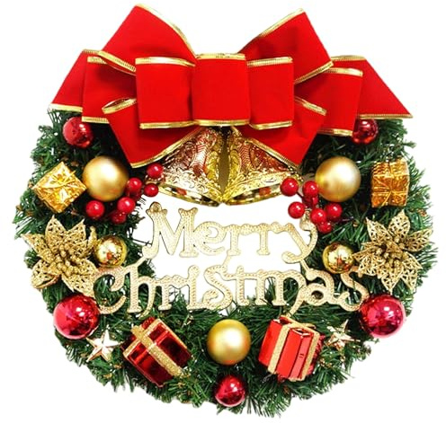 Corona de Navidad para puerta, decoración navideña, 30 cm, decoración navideña para puerta y mesa