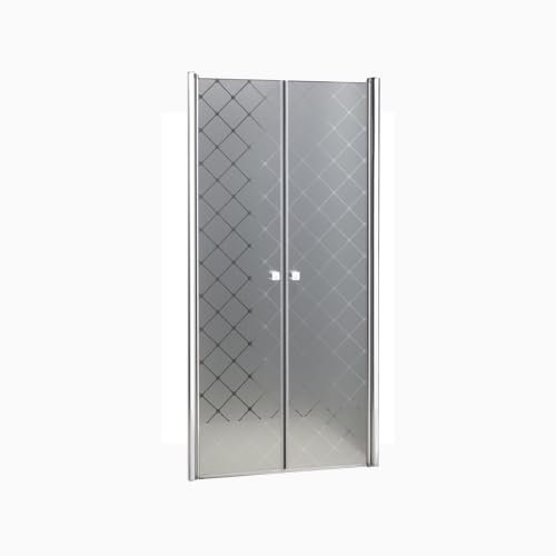 DocciaSì® - Porta Doccia Saloon Rettangolare in Vetro Temperato 6 mm con Pattern a Rombi, Profili in Alluminio Cromo Lucido, Apertura a Battente per Box o Nicchia Doccia Moderna 77/80x190