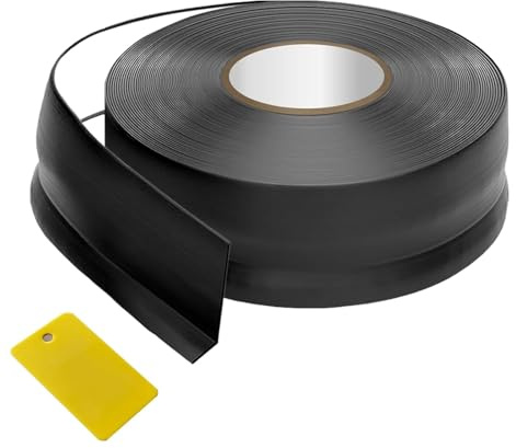 Jyvex Listón de PVC blando autoadhesivo 20 x 50 mm (28 m, negro), listón de cierre de pared para cocina y encimera de cocina, listones para suelo autoadhesivos con perfil angular de plástico