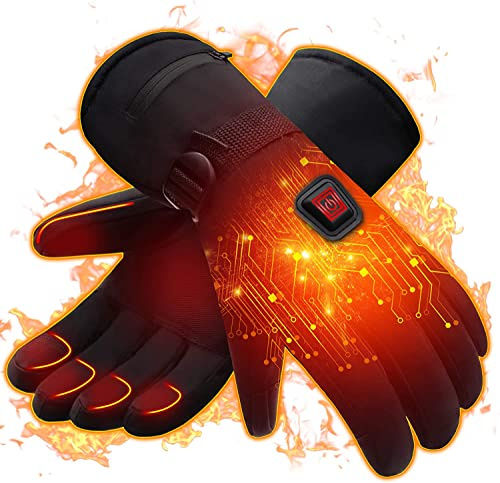 Gants Chauffants, Gants Chauffants à Piles Rechargeables électriques pour Hommes Femmes, Chauffe-Mains à Pile Rechargeable 7.4V 4000MAH pour Ski,Bicyclette,Moto, de Neige pour Hiver - L (L)