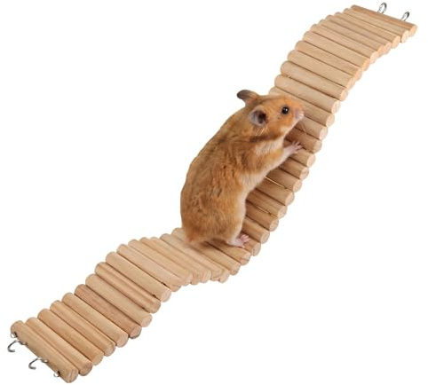 60 × 8 cm, scala criceti, ponte con ganci di fissaggio, scala criceti, ponte in legno, giocattolo Gerbil, scaletta da arrampicata e ponte in legno per uccelli, pappagalli, roditori, tartarughe